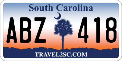 SC license plate ABZ418