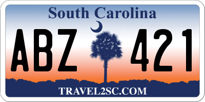 SC license plate ABZ421