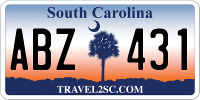 SC license plate ABZ431