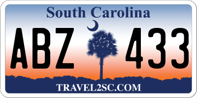 SC license plate ABZ433