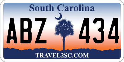 SC license plate ABZ434