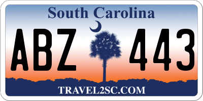 SC license plate ABZ443