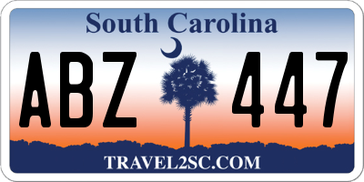 SC license plate ABZ447