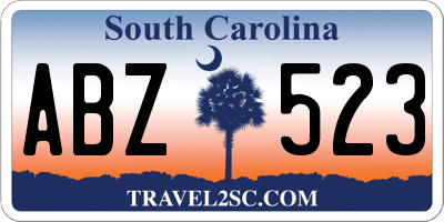 SC license plate ABZ523