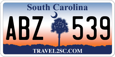 SC license plate ABZ539
