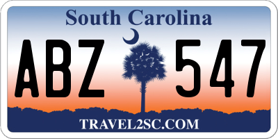 SC license plate ABZ547
