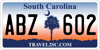 SC license plate ABZ602
