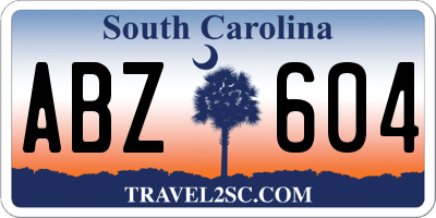 SC license plate ABZ604