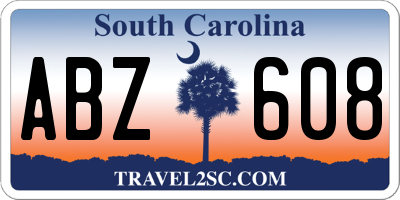SC license plate ABZ608