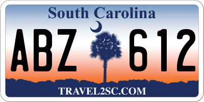 SC license plate ABZ612