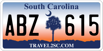 SC license plate ABZ615