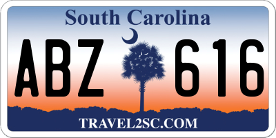 SC license plate ABZ616