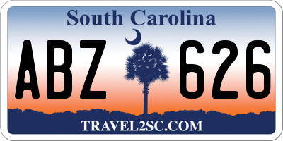SC license plate ABZ626