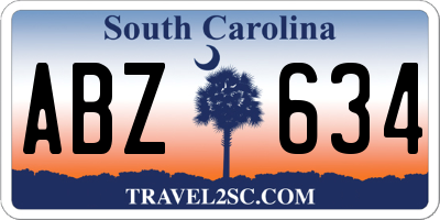 SC license plate ABZ634