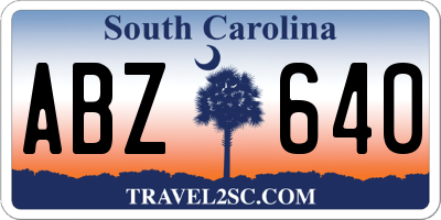 SC license plate ABZ640