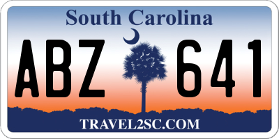 SC license plate ABZ641