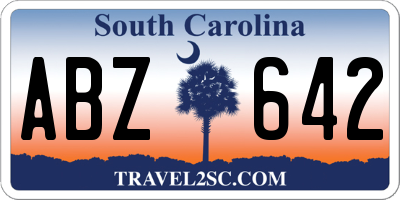 SC license plate ABZ642