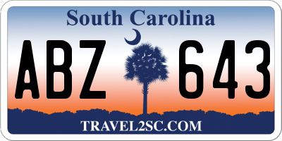 SC license plate ABZ643