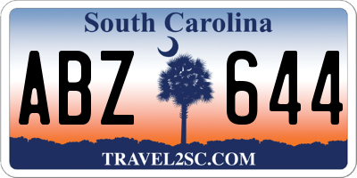 SC license plate ABZ644