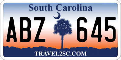 SC license plate ABZ645
