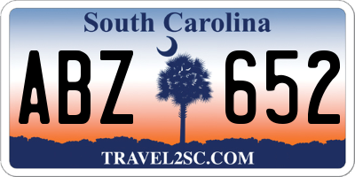 SC license plate ABZ652