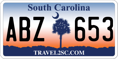 SC license plate ABZ653