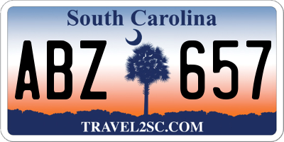 SC license plate ABZ657