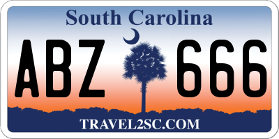 SC license plate ABZ666