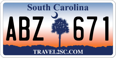 SC license plate ABZ671