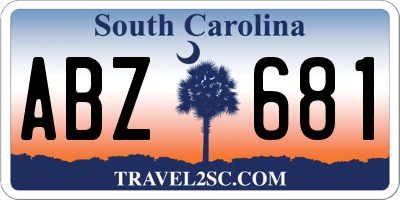 SC license plate ABZ681