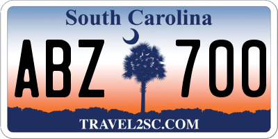 SC license plate ABZ700