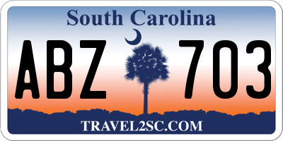SC license plate ABZ703