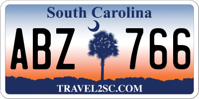 SC license plate ABZ766