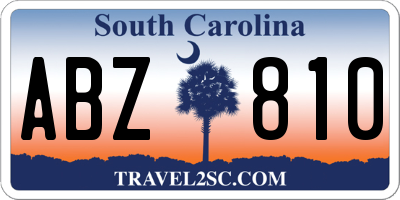 SC license plate ABZ810