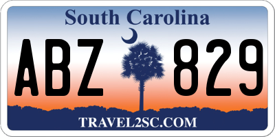 SC license plate ABZ829