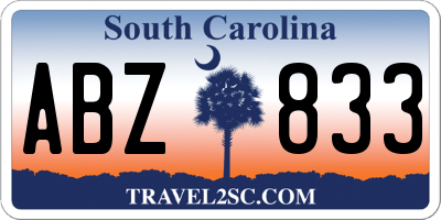 SC license plate ABZ833