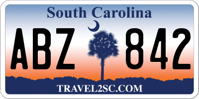 SC license plate ABZ842