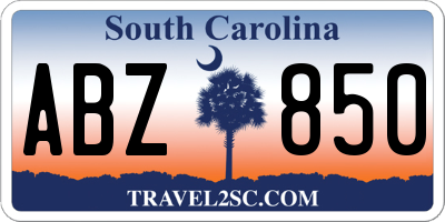 SC license plate ABZ850