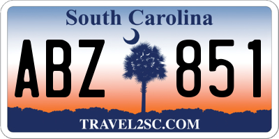 SC license plate ABZ851