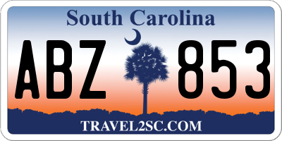 SC license plate ABZ853