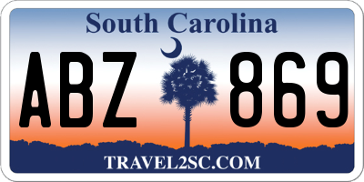 SC license plate ABZ869
