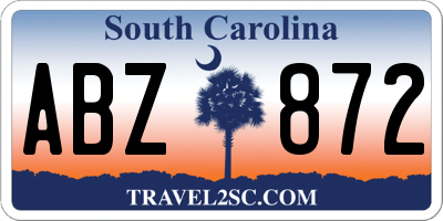 SC license plate ABZ872
