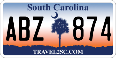 SC license plate ABZ874