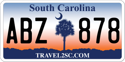 SC license plate ABZ878