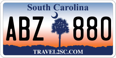 SC license plate ABZ880