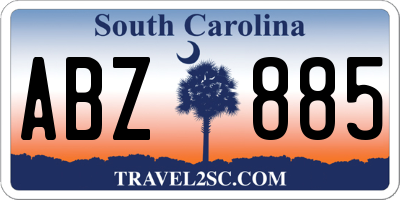 SC license plate ABZ885