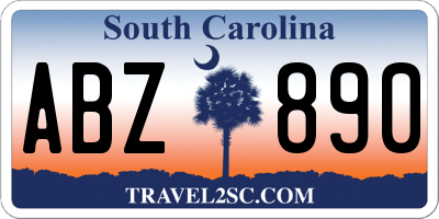 SC license plate ABZ890