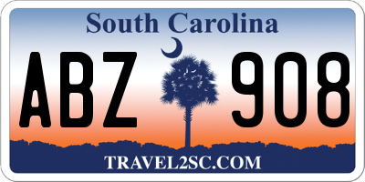 SC license plate ABZ908