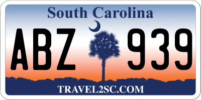 SC license plate ABZ939