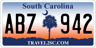 SC license plate ABZ942